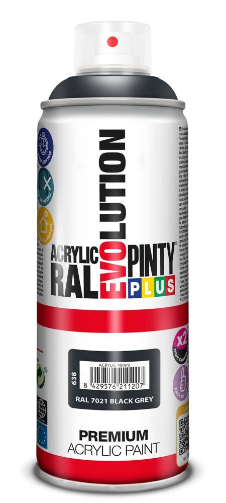 ACRYLIC SPRAY BLACK GREY RAL 7021 400ML PINTPLUS
